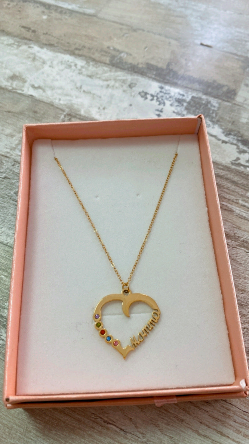 Colgante Corazón Piedras Colores Mamá